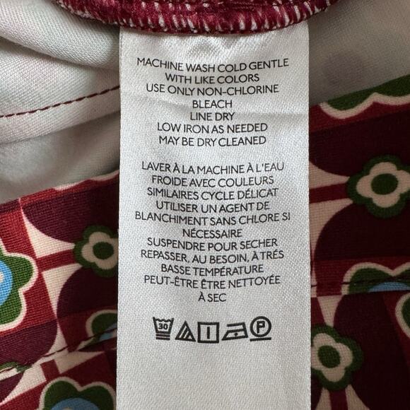 Maeve Anthropologie Pants Womens 6 Red Mod Floral Flare Stretch Zip Up Retro - Picture 8 of 14